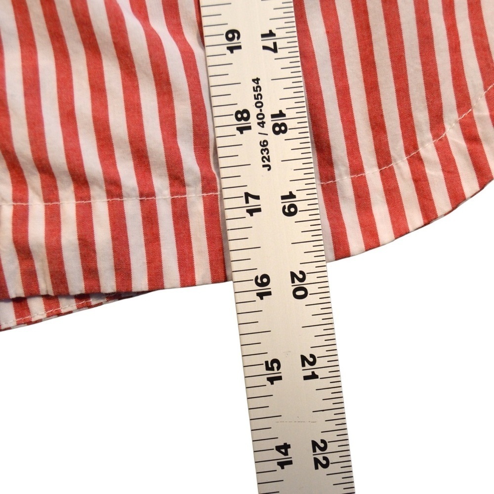 American Eagle Red & White‎ Pinstriped Cropped Button Down Blouse, Small - Picture 6 of 11
